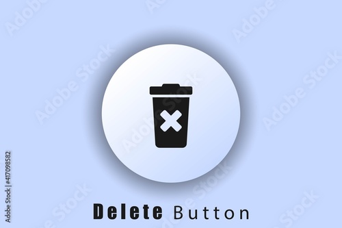 Trash icon. Delete button. Trash can. User interface icon. White web button neomorphism. Vector EPS10
