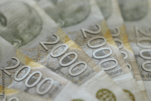 Fotografie A pile of Serbian dinar bills