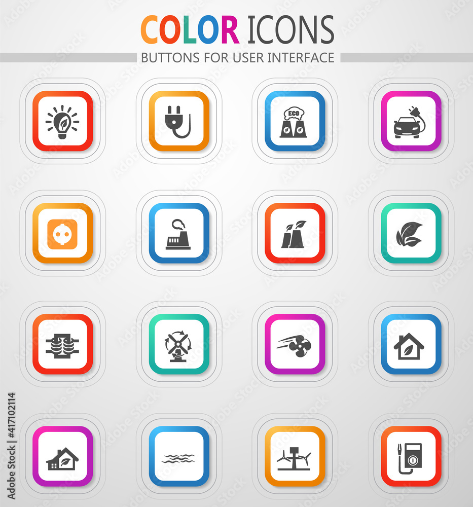 Alternative energy and power generation icon set Alternative energy and power generation icon set