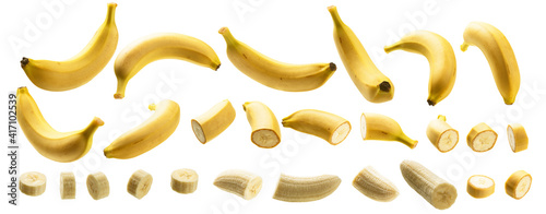 A set of bananas. Isolated on a white background