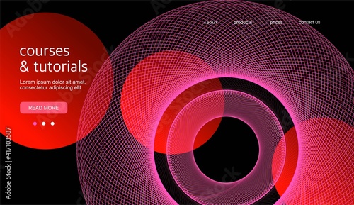 Abstract background. Black background with a linear swirl. Template for a landing page, cover, banner. Design for a website.