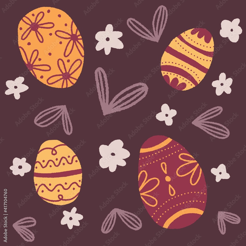 Hand drawn easter egg pattern. Easter egg with flowers and leaf-shaped hearts. Good for t-shirts, mugs, prints, greeting cards, tote bags. Creative collage Hand drawn easter egg pattern. Easter egg with flowers and leaf-shaped hearts. Good for t-shirts, mugs, prints, greeting cards, tote bags. Creative collage