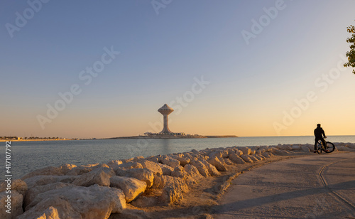 Al Khobar Water Tower during morning sunrise, Eastern Province, Saudi Arabia photo