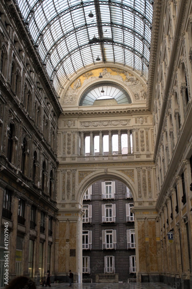 Naples, Italy, June 26, 2020 Galleria Umberto I of Italy, evocative image of the arch in the Gallery
