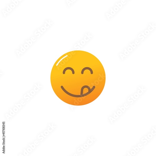 Yummy smile emoticon. Vector icon template