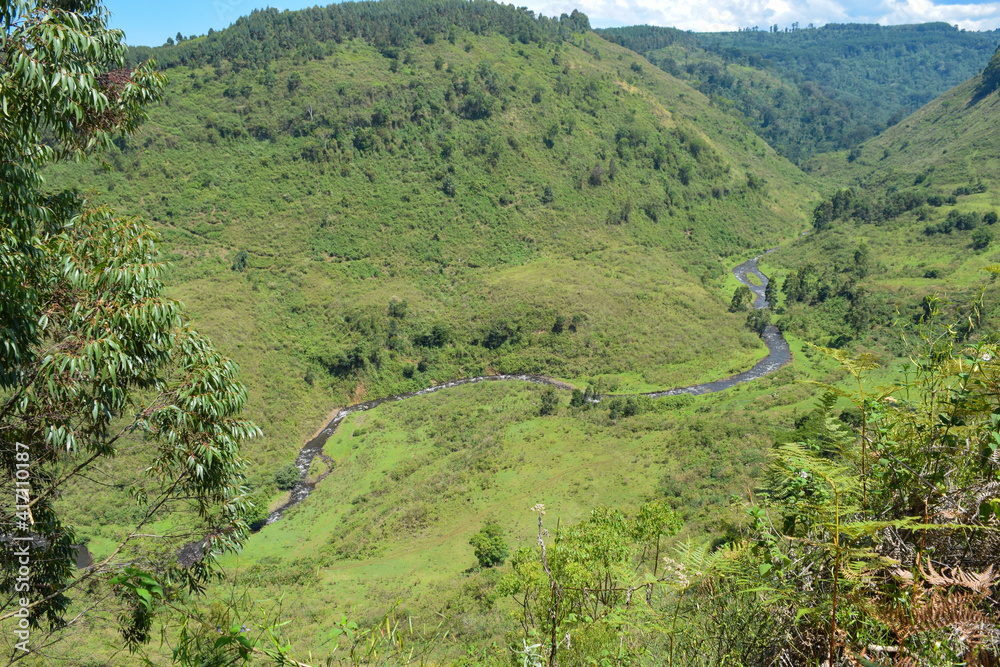 Scenic view of a river in the countryside at  Nyeri, Rural Kenya