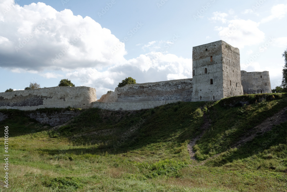 Stone fortress in the town of Izborsk