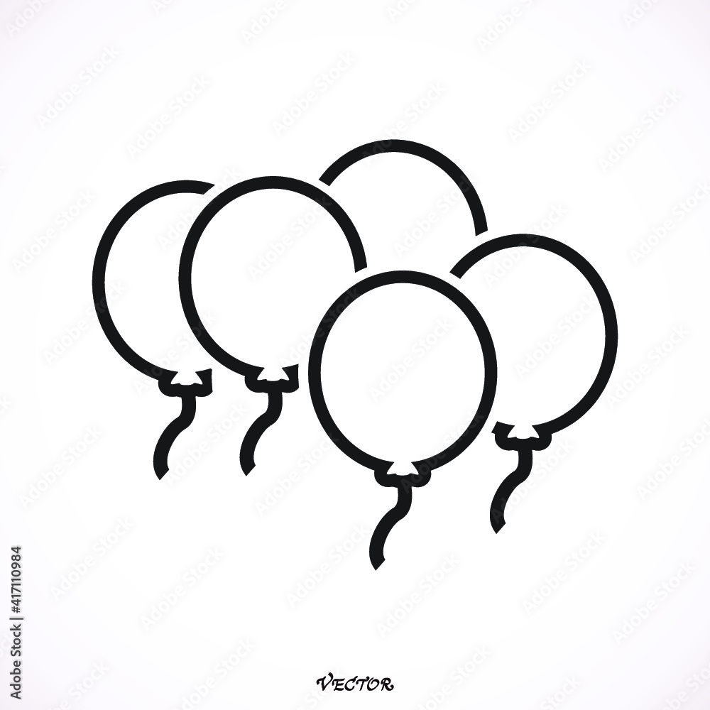 five balloon icon. Party decoration symbol. Inflatable object for celebration sign. five balloon icon. Party decoration symbol. Inflatable object for celebration sign.