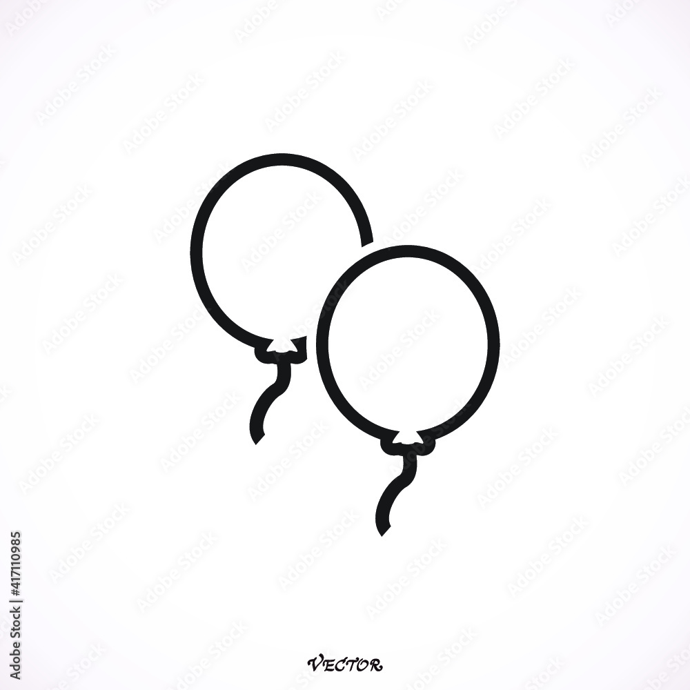 Two balloon icon. Party decoration symbol. Inflatable object for celebration sign. Two balloon icon. Party decoration symbol. Inflatable object for celebration sign.