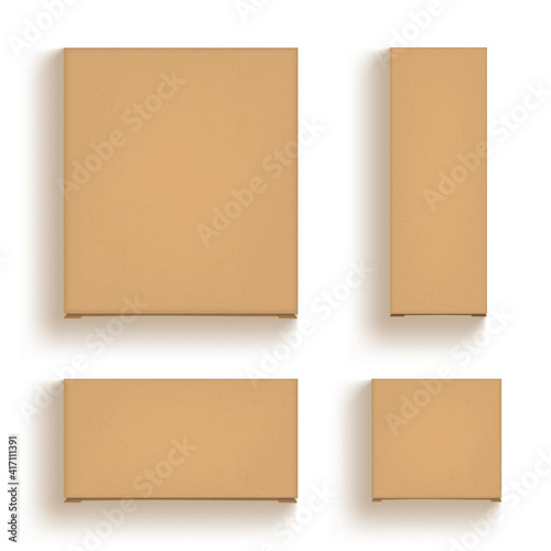 3D Brown Cardboard Craft Box Isolated On White