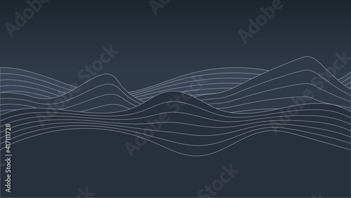 3D Abstract Elevation Contour Topography Line Map