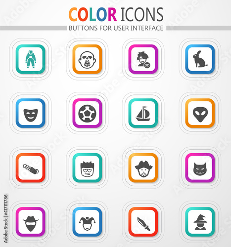 Genres of cinema icons set