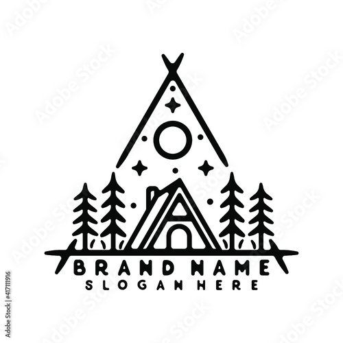 cabin monoline vintage outdoor badge design