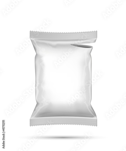 Blank Open Plastic Foil Bag Food Packaging Mockup