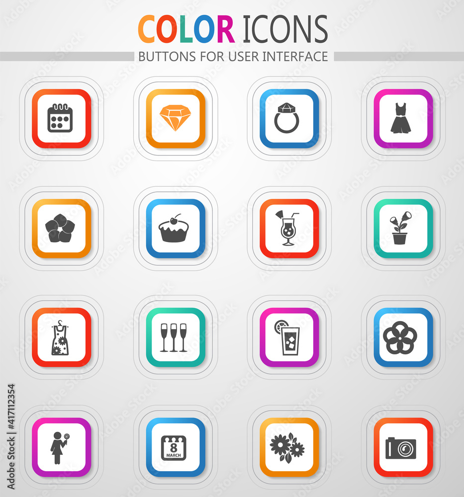 Womens Day icons set Womens Day icons set