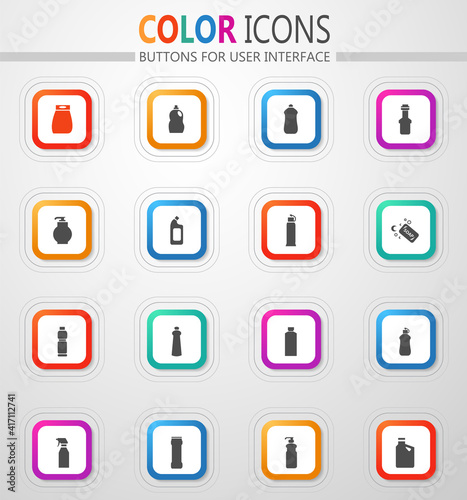 Household chemicals icons set