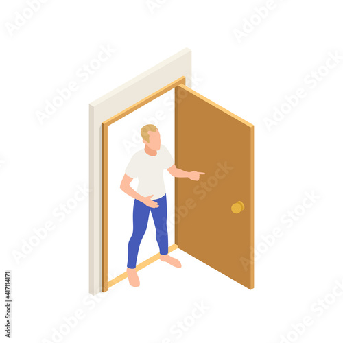 Neighbor At Door Composition
