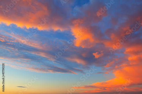 Heaven with colorful clouds in the dusk . twilight sky background