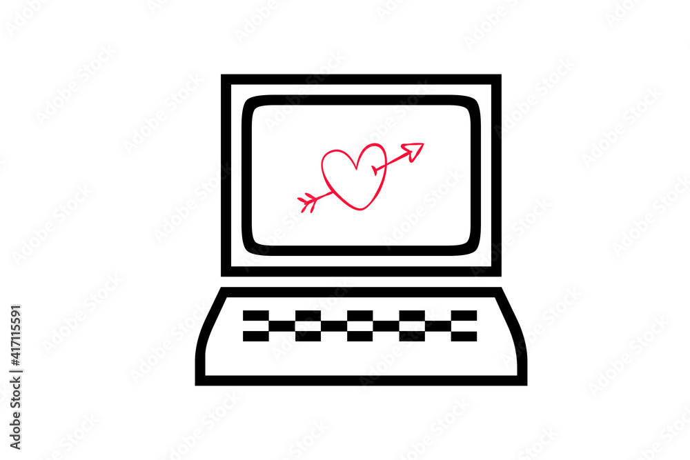 Computer mit einem Liebesherz Computer mit einem Liebesherz