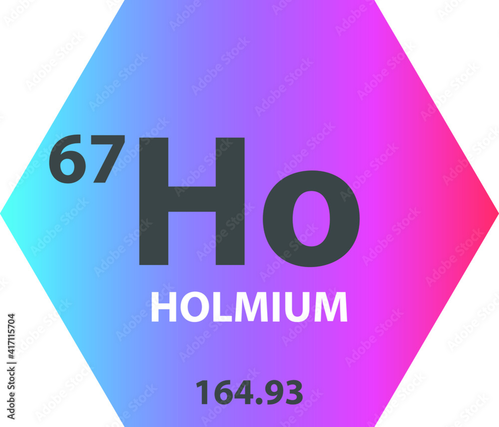 Ho Holmium Lanthanide Chemical Element vector illustration diagram, with atomic number and mass. Simple gradient fla hexagon esign for education, lab, science class. Ho Holmium Lanthanide Chemical Element vector illustration diagram, with atomic number and mass. Simple gradient fla hexagon esign for education, lab, science class.