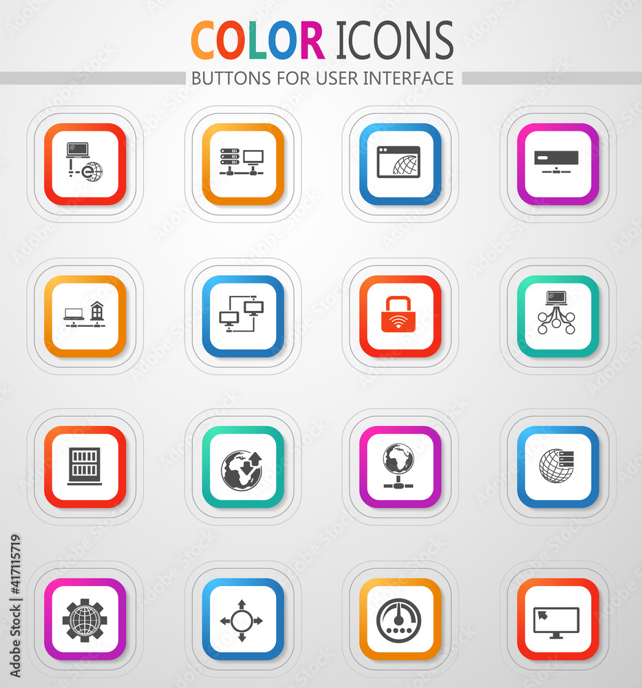 Internet, server, network icons set