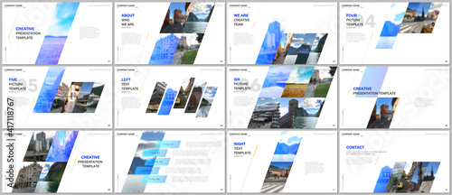 Minimal presentations design, portfolio vector templates with colorful gradient geometric background. Multipurpose template for presentation slide, flyer leaflet, brochure cover, report, advertising.