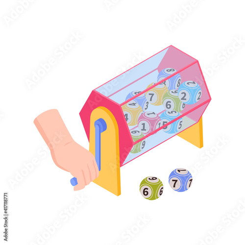 Isometric Lottery Drum Composition