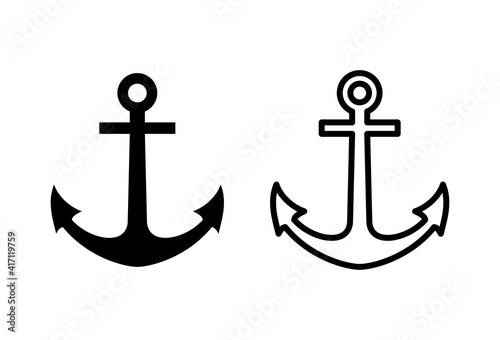Anchor icon set. Anchor symbol logo. Anchor marine icon.