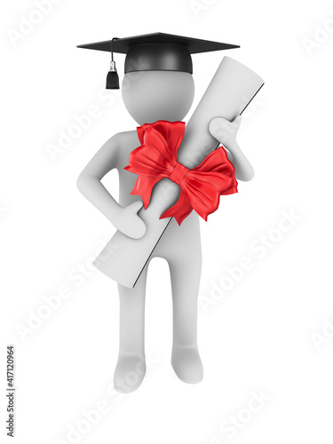 student with diploma on whi...
