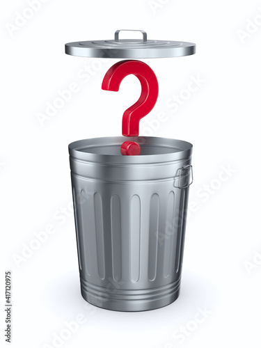 Open garbage basket and que...