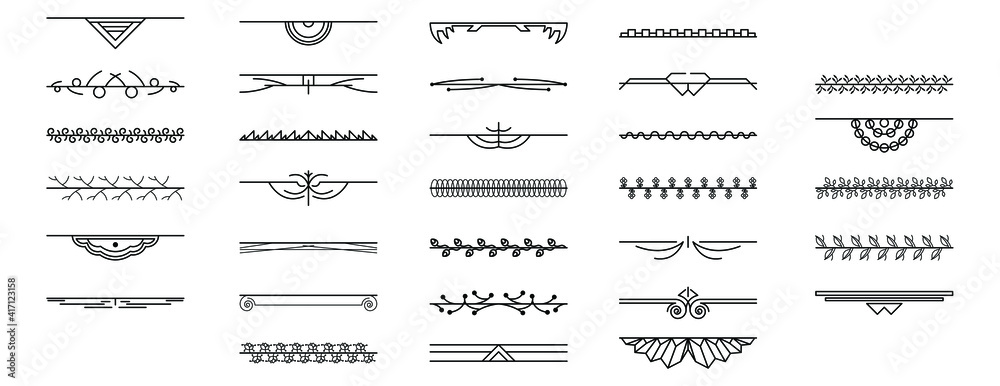 Set Black Simple Line Collection Doodle Border Elements Vector Design Style Sketch Isolated Illustration For Banner Set Black Simple Line Collection Doodle Border Elements Vector Design Style Sketch Isolated Illustration For Banner