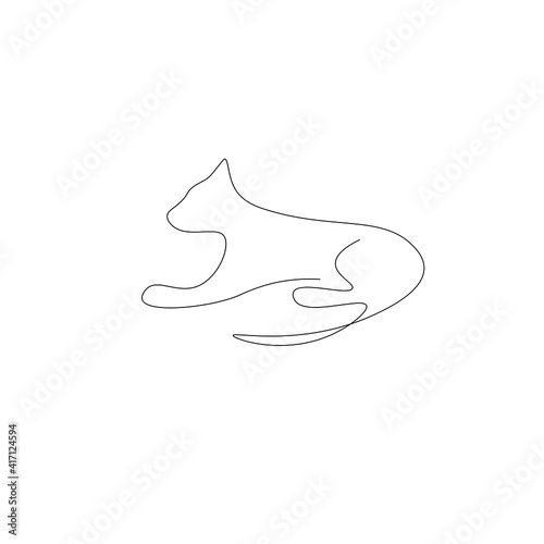 Cat one line drawing vector illustration