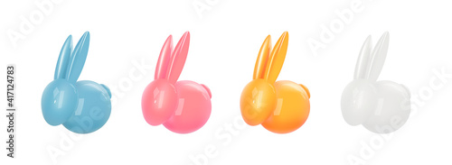 Vector colorful Easter bunny set. Decorative object for Easter Day.