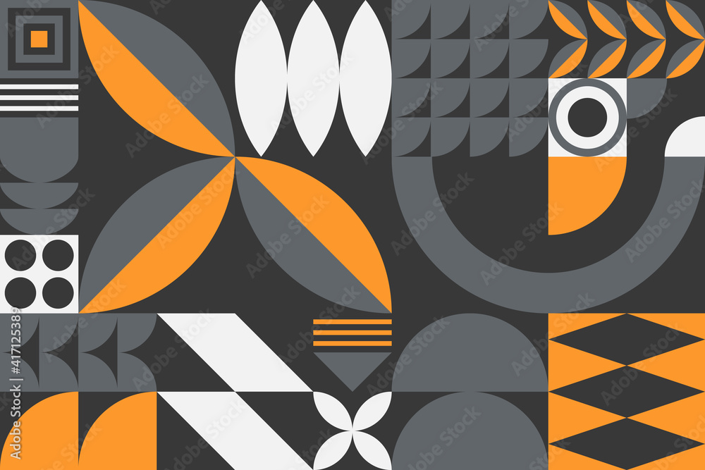 Abstract bauhaus geometric pattern background.Trendy minimalist ...
