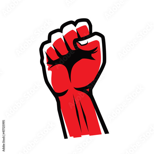 Fist clenched symbol. Power, strength logo vector