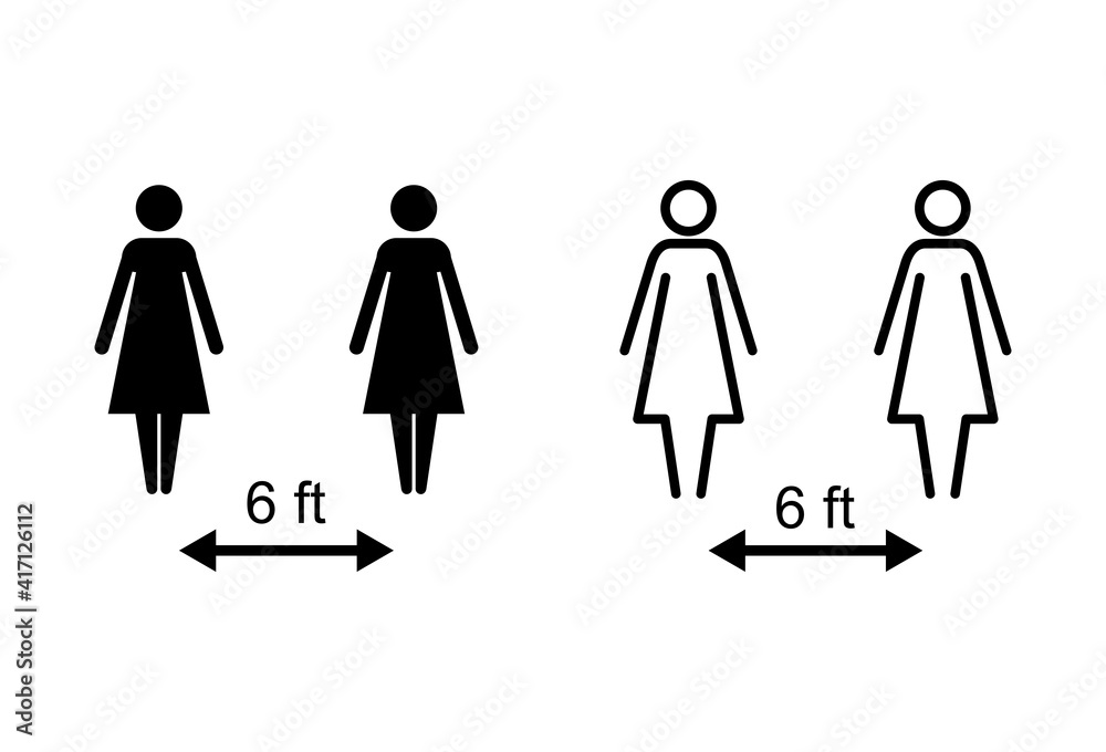 Social distancing icon set. social distance icon. self quarantine sign Social distancing icon set. social distance icon. self quarantine sign