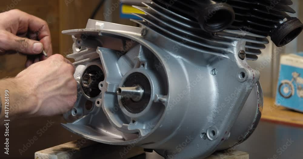 Motorcycle restoration engine assemble after repair and rebuild Motorcycle restoration engine assemble after repair and rebuild