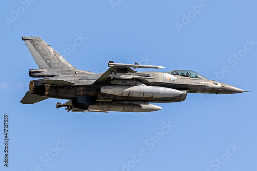 Vászonkép Air force fighter jet plane in full flight.