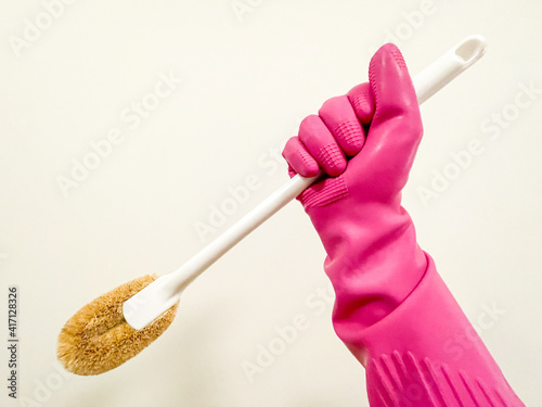 Toilet cleaning brushes and gloves