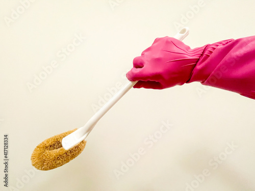 Toilet cleaning brushes and gloves