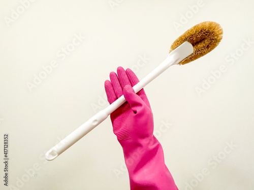 Toilet cleaning brushes and gloves