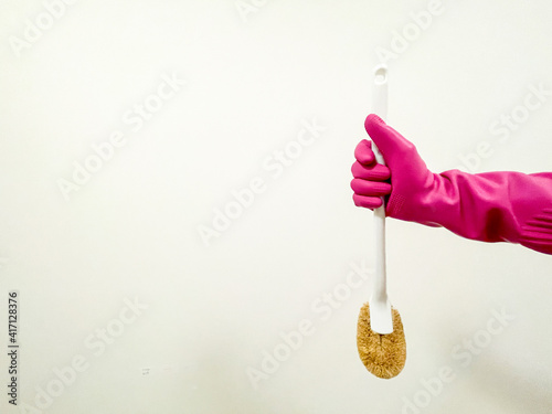 Toilet cleaning brushes and gloves
