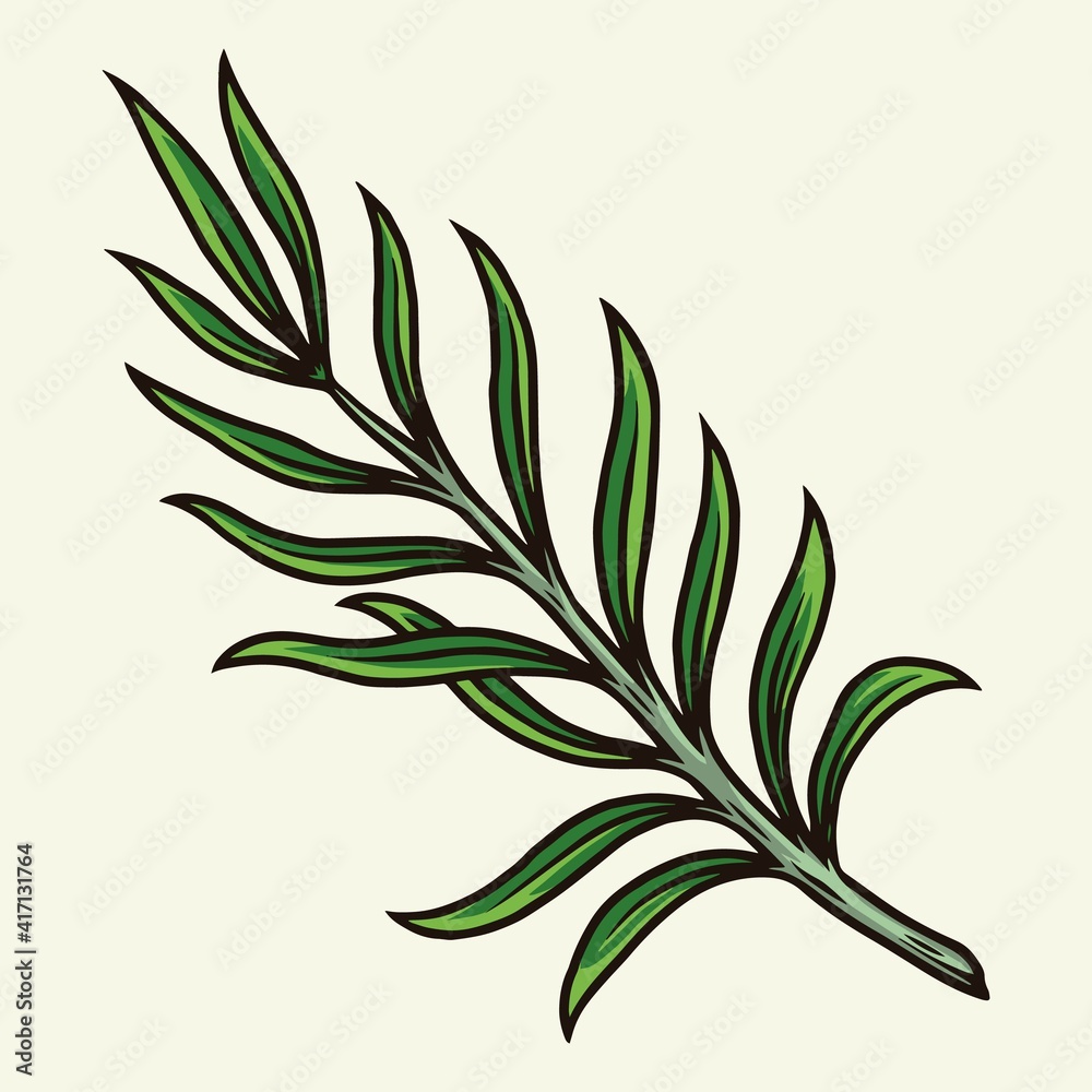 Green tropical plant leaf concept