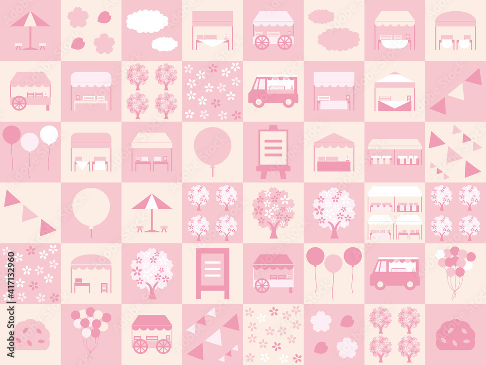 シンプルな春のマルシェの背景パターン パッチワーク風 Stock Vector Adobe Stock