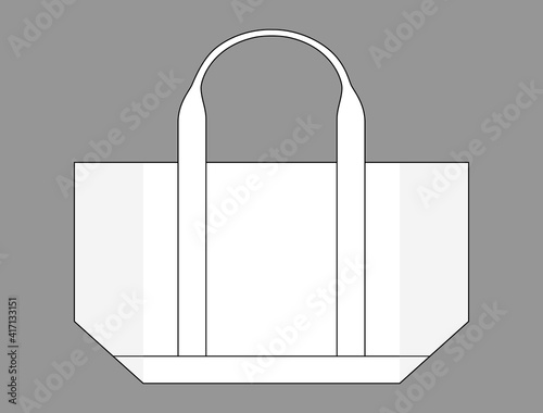 Flat White Tote Bag Template Vector On Gray Background