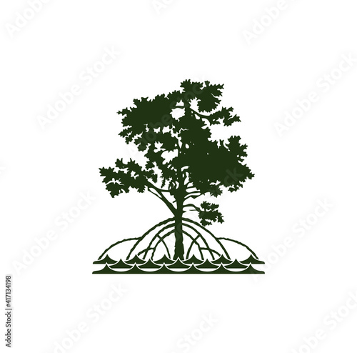 mangrove tree silhouette with roots