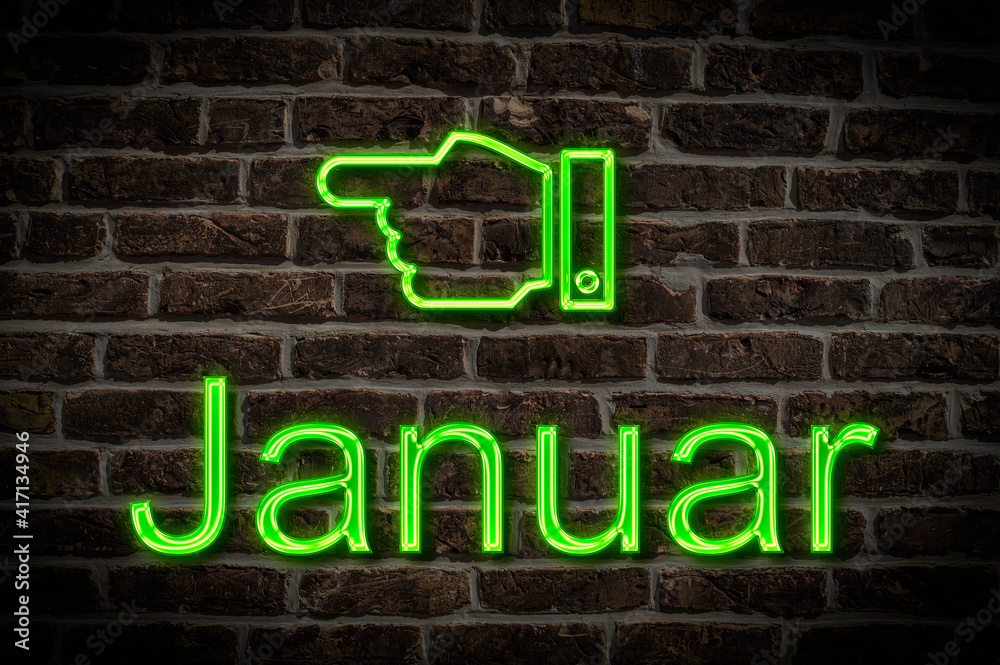 Fototapeta premium Leuchtreklame Januar