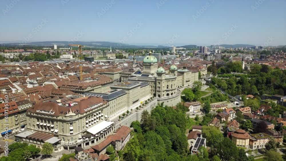 sunny day bern cityscape riverside waterfront aerial panorama 4k switzerland sunny day bern cityscape riverside waterfront aerial panorama 4k switzerland