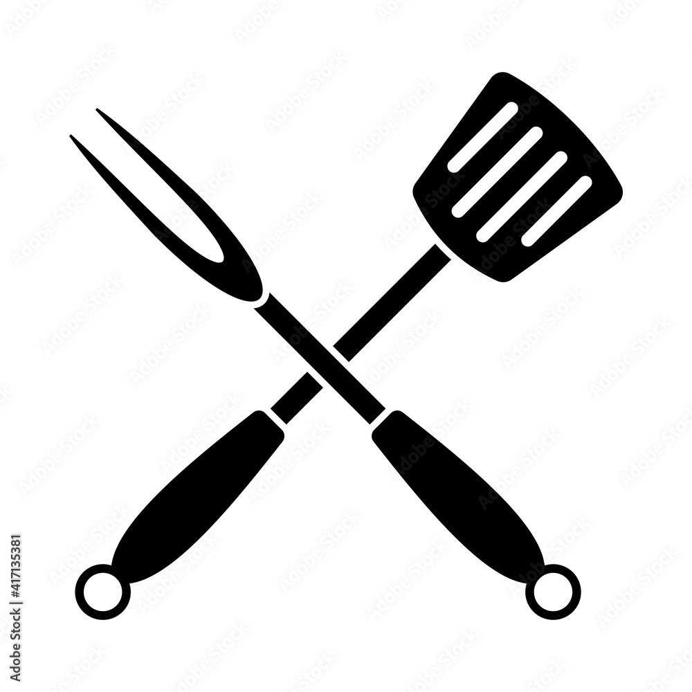Crossed Frying Spatula And Fork Icon Crossed Frying Spatula And Fork Icon