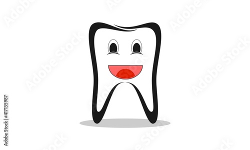 Cute smiling tooth cartoon illustration vector design
